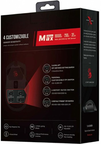 Мышь проводная игровая A4TECH Bloody X5 Pro (16000dpi) USB (9but), черный (1/20) (X5 PRO) фото 2 Мышь проводная игровая A4TECH Bloody X5 Pro (16000dpi) USB (9but), черный (1/20) (X5 PRO) фото 2