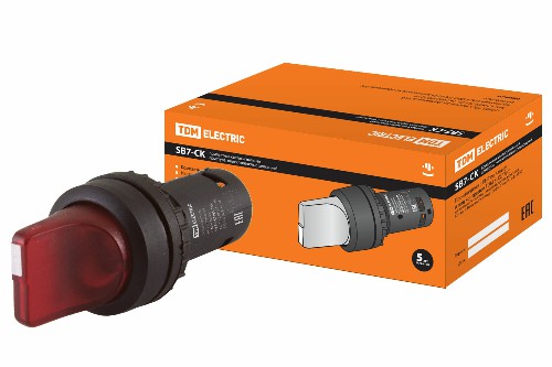 Переключатель на 3 положения с фиксацией SB7-CK3465-24V короткая ручка(LED) d22мм 1з+1р красный TDM (SQ0746-0068) Переключатель на 3 положения с фиксацией SB7-CK3465-24V короткая ручка(LED) d22мм 1з+1р красный TDM (SQ0746-0068)