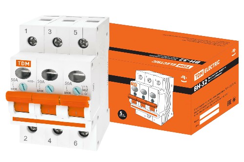 Выключатель нагрузки (мини-рубильник) ВН-32 3P 50A TDM (4/40) (SQ0211-0026) Выключатель нагрузки (мини-рубильник) ВН-32 3P 50A TDM (4/40) (SQ0211-0026)