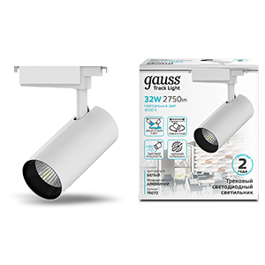 Светильник GAUSS трековый светодиодный цилиндр 32W 2750lm 4000K 180-240V IP20 75*220мм белый угол 24º 1/40 (TR072) Светильник GAUSS трековый светодиодный цилиндр 32W 2750lm 4000K 180-240V IP20 75*220мм белый угол 24º 1/40 (TR072)