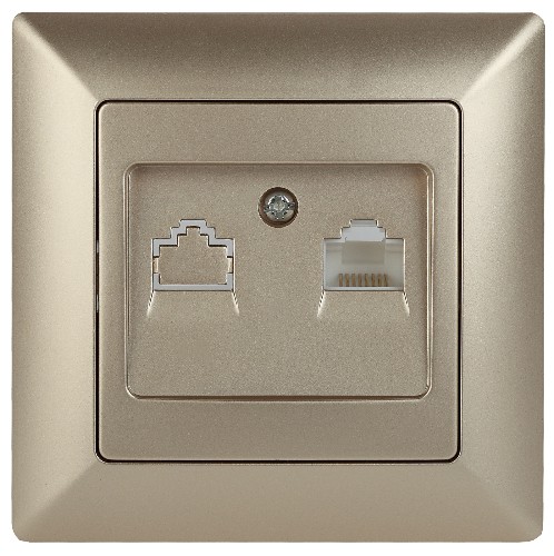 Розетка INTRO информационная RJ45, СУ, Solo, шампань (10/200/2000) 4-303-04 (Б0043385) Розетка INTRO информационная RJ45, СУ, Solo, шампань (10/200/2000) 4-303-04 (Б0043385)