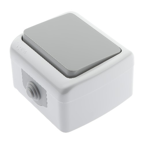 Выключатель INTRO Atlantic 5-101-03 10А-250В, IP54, открытой установки, серый (Б0050940) фото 3 Выключатель INTRO Atlantic 5-101-03 10А-250В, IP54, открытой установки, серый (Б0050940) фото 3