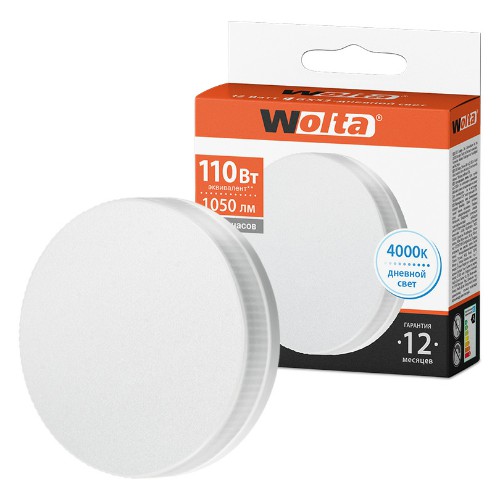 Лампа светодиодная WOLTA R75 12Вт 4000К 1050лм GX53 1/100 (25S75R12GX53) Лампа светодиодная WOLTA R75 12Вт 4000К 1050лм GX53 1/100 (25S75R12GX53)