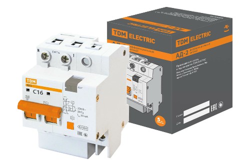 Диф.автомат АД-2 2Р 16А 30мА TDM (SQ0221-0001) Диф.автомат АД-2 2Р 16А 30мА TDM (SQ0221-0001)