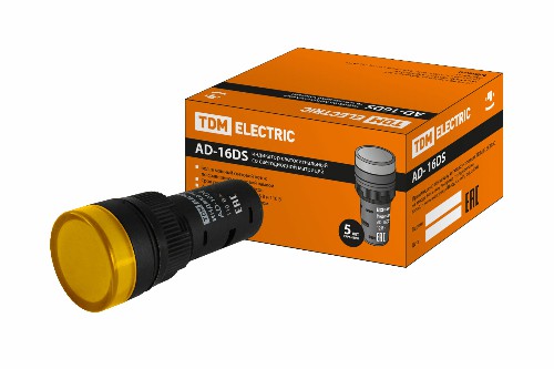 Лампа AD-16DS(LED)матрица d16мм желтый 110В AC/DC TDM (SQ0702-0067) Лампа AD-16DS(LED)матрица d16мм желтый 110В AC/DC TDM (SQ0702-0067)
