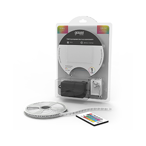 Комплект светодиодной ленты GAUSS Basic 5050/60 12V 10W/m 700lm/m RGB 10mm IP20 3m 1/50 (BT041) Комплект светодиодной ленты GAUSS Basic 5050/60 12V 10W/m 700lm/m RGB 10mm IP20 3m 1/50 (BT041)