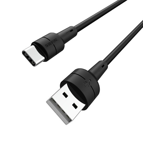 Кабель USB - Type-C Borofone BX30, 1.0м, круглый, 3.0A, силикон, цвет: чёрный (1/360) (6931474706928) фото 2 Кабель USB - Type-C Borofone BX30, 1.0м, круглый, 3.0A, силикон, цвет: чёрный (1/360) (6931474706928) фото 2
