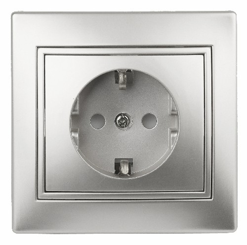 Розетка INTRO 2P+E Schuko, 16АХ-250В, скрытой установки, Plano, алюминий (1/10/200/2000) (Б0030058) фото 8 Розетка INTRO 2P+E Schuko, 16АХ-250В, скрытой установки, Plano, алюминий (1/10/200/2000) (Б0030058) фото 8