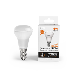 Лампа светодиодная GAUSS Elementary R50 6W 450lm 3000K Е14 1/10/50 (63116) Лампа светодиодная GAUSS Elementary R50 6W 450lm 3000K Е14 1/10/50 (63116)