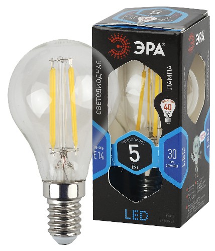 Лампа светодиодная ЭРА F-LED P45-5W-840-E14 Е14 / Е14 5Вт филамент шар нейтральный белый свет (1/50) (Б0019007) фото 7 Лампа светодиодная ЭРА F-LED P45-5W-840-E14 Е14 / Е14 5Вт филамент шар нейтральный белый свет (1/50) (Б0019007) фото 7