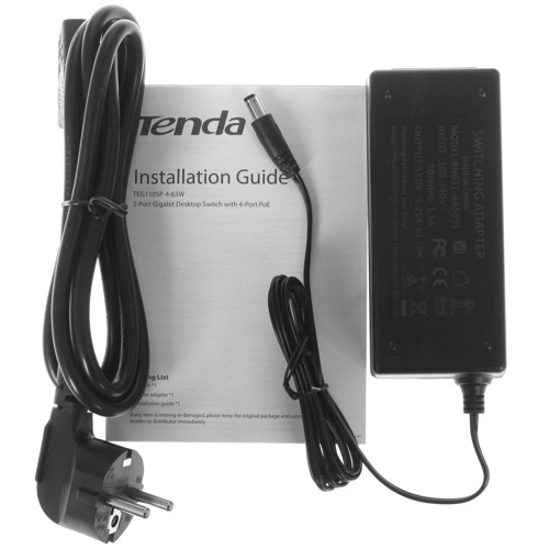 Неуправляемый гигабитный 5 портовый PoE коммутатор Tenda TEG1105P-4-63W, 5*10/1000 Mbps Base-TX (1/30) фото 4 Неуправляемый гигабитный 5 портовый PoE коммутатор Tenda TEG1105P-4-63W, 5*10/1000 Mbps Base-TX (1/30) фото 4