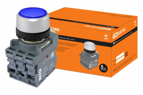 Кнопка с фиксацией MP2-21L(LED) в сборе d22мм/24В 1з+1р синяя TDM (SQ0747-0028) фото 2 Кнопка с фиксацией MP2-21L(LED) в сборе d22мм/24В 1з+1р синяя TDM (SQ0747-0028) фото 2