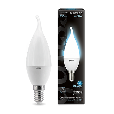 Лампа светодиодная GAUSS Свеча на ветру 6.5W 550lm 4100K E14 1/10/50 (104101207) Лампа светодиодная GAUSS Свеча на ветру 6.5W 550lm 4100K E14 1/10/50 (104101207)