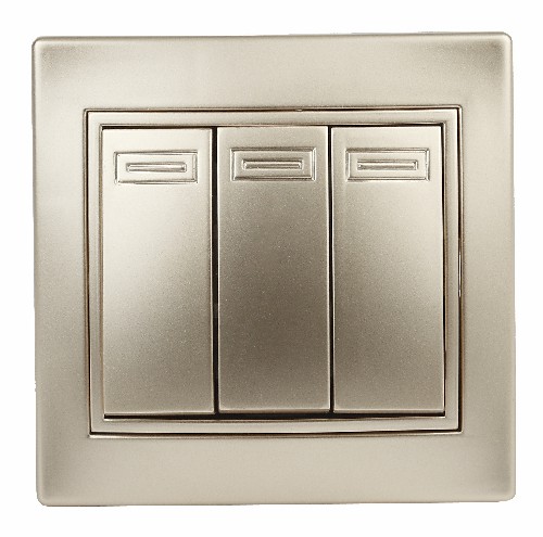 Выключатель INTRO 3 клавиши, 10АХ-250В, скрытой установки, Plano, шампань (1/10/200/2400) (Б0030051) фото 8 Выключатель INTRO 3 клавиши, 10АХ-250В, скрытой установки, Plano, шампань (1/10/200/2400) (Б0030051) фото 8