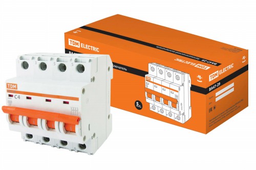 Автоматический выключатель ВА47-29 4Р 4А 4,5кА х-ка С TDM (SQ0206-0119) фото 2 Автоматический выключатель ВА47-29 4Р 4А 4,5кА х-ка С TDM (SQ0206-0119) фото 2