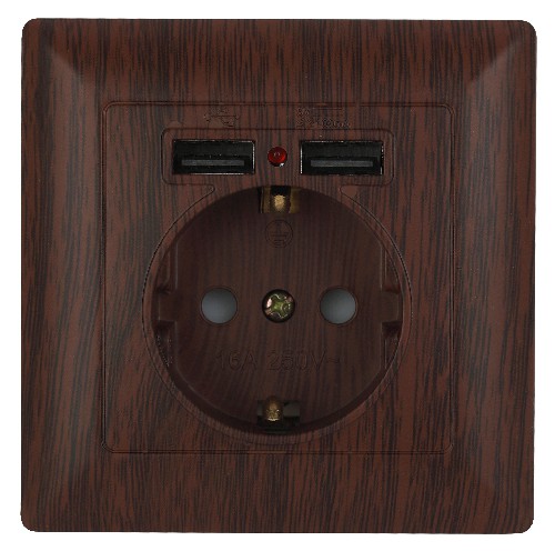 Розетка INTRO P+E Schuko со шторками, 16А-250В + 2хUSB, СУ, Solo, венге (10/100/2500) 4-410-10 (Б0043408) Розетка INTRO P+E Schuko со шторками, 16А-250В + 2хUSB, СУ, Solo, венге (10/100/2500) 4-410-10 (Б0043408)