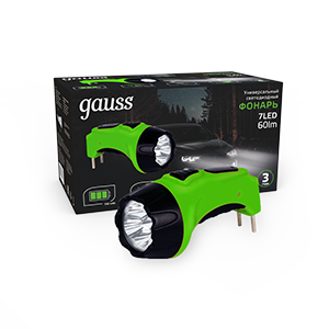Фонарь GAUSS ручной модель GFL105 3,5W (7LED) 60lm lead acid 700mAh LED, прямая зарядка 220В, 155х85 мм 1/12/72 (GF105) Фонарь GAUSS ручной модель GFL105 3,5W (7LED) 60lm lead acid 700mAh LED, прямая зарядка 220В, 155х85 мм 1/12/72 (GF105)