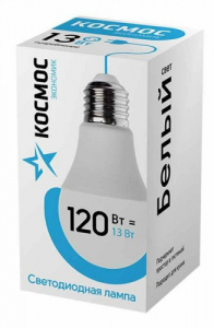 Лампа светодиодная КОСМОС А60 13W Е27 4500K (нейтральный свет) (1/10/80) (LkecLED13wA60E2745) Лампа светодиодная КОСМОС А60 13W Е27 4500K (нейтральный свет) (1/10/80) (LkecLED13wA60E2745)