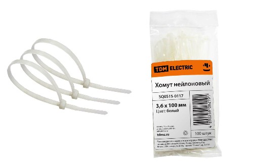 Хомут 3,6х100мм нейлон (белый) (100шт) TDM (1/20/120) (SQ0515-0117) Хомут 3,6х100мм нейлон (белый) (100шт) TDM (1/20/120) (SQ0515-0117)