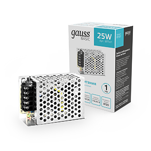 Блок питания GAUSS Basic для светодиодной ленты 12V 25W IP20 1/140 (BT501) Блок питания GAUSS Basic для светодиодной ленты 12V 25W IP20 1/140 (BT501)