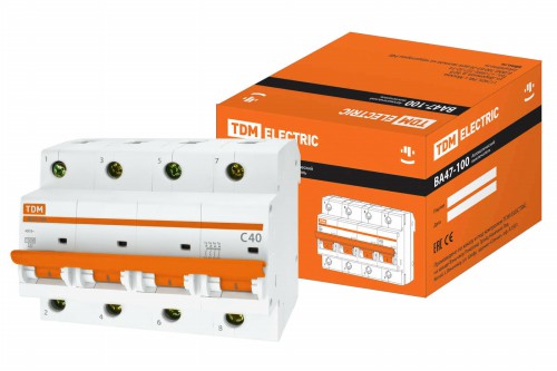 Автоматический выключатель ВА47-100 4Р 40А 10кА х-ка С TDM (SQ0207-0084) фото 2 Автоматический выключатель ВА47-100 4Р 40А 10кА х-ка С TDM (SQ0207-0084) фото 2