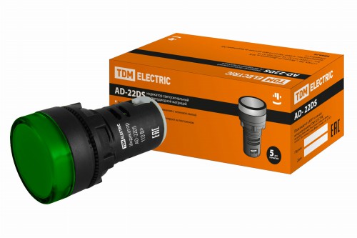 Лампа AD-22DS(LED)матрица d22мм зеленый 110В AC/DC TDM (SQ0702-0031) фото 2 Лампа AD-22DS(LED)матрица d22мм зеленый 110В AC/DC TDM (SQ0702-0031) фото 2