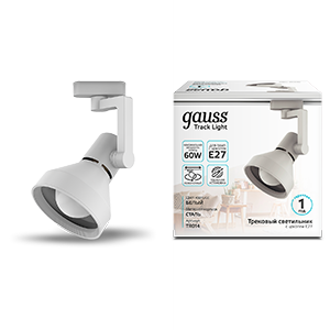 Светильник GAUSS трековый конус E27 220V IP20 112*230мм белый однофазный 1/20 (TR014) Светильник GAUSS трековый конус E27 220V IP20 112*230мм белый однофазный 1/20 (TR014)