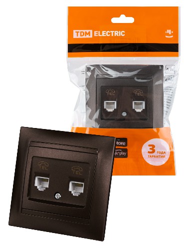 Розетка двойная телефонная RJ11 шоколад , с/у, "Лама" (10/120) TDM (SQ1815-0518) Розетка двойная телефонная RJ11 шоколад , с/у, "Лама" (10/120) TDM (SQ1815-0518)