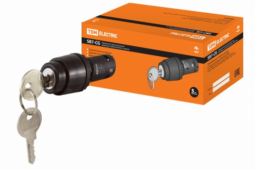 Переключатель с ключом на 2 положения с фиксацией SB7-CG25 d22мм 1з+1р черный TDM (SQ0746-0073) фото 2 Переключатель с ключом на 2 положения с фиксацией SB7-CG25 d22мм 1з+1р черный TDM (SQ0746-0073) фото 2