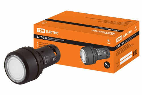 Кнопка SB7-CW3161-220V(LED) d22мм 1з белая TDM (SQ0746-0023) фото 2 Кнопка SB7-CW3161-220V(LED) d22мм 1з белая TDM (SQ0746-0023) фото 2