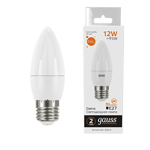 Лампа светодиодная GAUSS Elementary Свеча 12W 950lm 3000K E27 1/10/100 (30212) Лампа светодиодная GAUSS Elementary Свеча 12W 950lm 3000K E27 1/10/100 (30212)