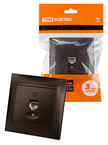 Розетка телефонная RJ11 шоколад , с/у, "Лама" (10/120) TDM (SQ1815-0515) Розетка телефонная RJ11 шоколад , с/у, "Лама" (10/120) TDM (SQ1815-0515)