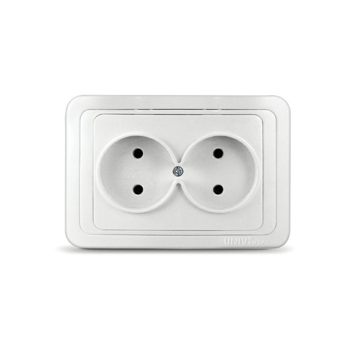 Розетка двухместная "UNIVersal" серия "Валери" б/з, с/у, 16А, 220В, белая (еврослот) (1/10/200) (В0102) Розетка двухместная "UNIVersal" серия "Валери" б/з, с/у, 16А, 220В, белая (еврослот) (1/10/200) (В0102)