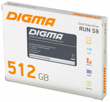 яВнутренний SSD Digma 512GB Run S9, SATA-III, R/W - 520/475 MB/s, 2.5", Silicon Motion SM2259XT, 3D TLC (DGSR2512GS93T) фото 9 яВнутренний SSD Digma 512GB Run S9, SATA-III, R/W - 520/475 MB/s, 2.5", Silicon Motion SM2259XT, 3D TLC (DGSR2512GS93T) фото 9