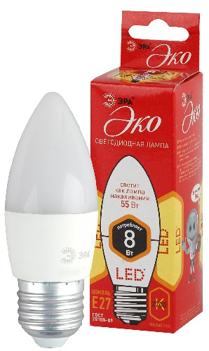 Лампа светодиодная ЭРА RED LINE LED B35-8W-827-E27 E27 / Е27 8Вт свеча теплый белый свет (10/100/3500) (Б0030020) Лампа светодиодная ЭРА RED LINE LED B35-8W-827-E27 E27 / Е27 8Вт свеча теплый белый свет (10/100/3500) (Б0030020)