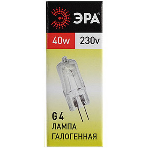 Лампа ЭРА галогенная G4-JCD-40W-230V-CL G4 40Вт капсула прозрачная теплый белый свет (1/1000) (C0039280) Лампа ЭРА галогенная G4-JCD-40W-230V-CL G4 40Вт капсула прозрачная теплый белый свет (1/1000) (C0039280)