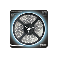 Лента светодиодная GAUSS 5050/60-SMD 14.4W 12V DC холодный белый (блистер 5м) 1/50 (312000314)