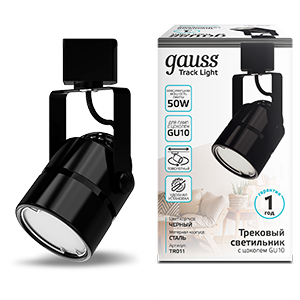 Светильник GAUSS трековый цилиндр GU10 220V IP20 60*145мм черный однофазный 1/50 (TR011) Светильник GAUSS трековый цилиндр GU10 220V IP20 60*145мм черный однофазный 1/50 (TR011)