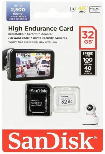 Карта памяти MicroSD 32GB SanDisk Class 10 High Endurance Video Monitoring Card UHS-I U3 V30 (100 Mb/s) + SD адаптер (SDSQQNR-032G-GN6IA) Карта памяти MicroSD 32GB SanDisk Class 10 High Endurance Video Monitoring Card UHS-I U3 V30 (100 Mb/s) + SD адаптер (SDSQQNR-032G-GN6IA)