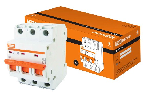 Автоматический выключатель ВА47-29 3Р 10А 4,5кА х-ка С TDM (SQ0206-0107) Автоматический выключатель ВА47-29 3Р 10А 4,5кА х-ка С TDM (SQ0206-0107)