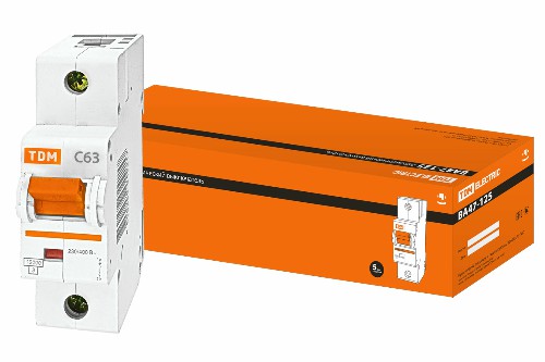 Автоматический выключатель ВА47-125 1Р 63А 15кА х-ка С TDM (SQ0208-0057) Автоматический выключатель ВА47-125 1Р 63А 15кА х-ка С TDM (SQ0208-0057)