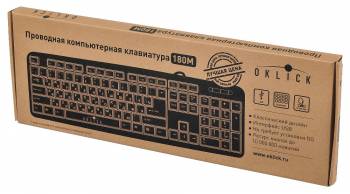 Клавиатура проводная OKLICK 180M USB (943626), черная (1/30) фото 7 Клавиатура проводная OKLICK 180M USB (943626), черная (1/30) фото 7