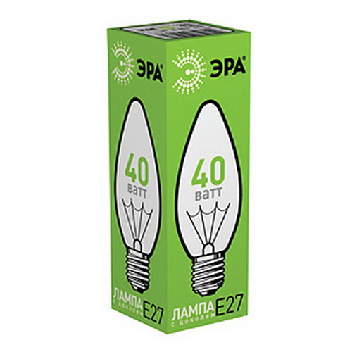 Лампа ЭРА накаливания B36 40Вт Е27 / E27 230В свечка прозрачная (1/100) (C0039811) Лампа ЭРА накаливания B36 40Вт Е27 / E27 230В свечка прозрачная (1/100) (C0039811)