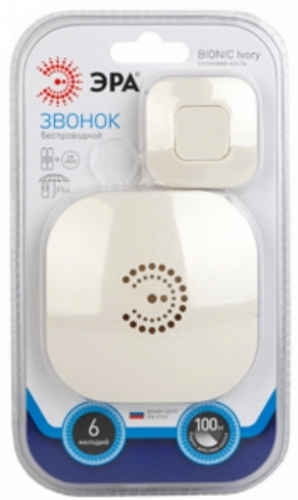 Звонок дверной ЭРА BIONIC Ivory беспроводной слоновая кость 6 мелодий (1/10/60) (Б0018090) Звонок дверной ЭРА BIONIC Ivory беспроводной слоновая кость 6 мелодий (1/10/60) (Б0018090)