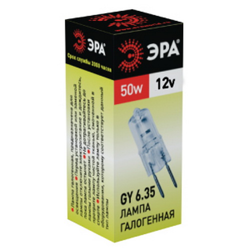 Лампа ЭРА галогенная GY6.35-JC-50W-12V GY6.35 50Вт капсула теплый белый свет (1/1000) (C0027372) Лампа ЭРА галогенная GY6.35-JC-50W-12V GY6.35 50Вт капсула теплый белый свет (1/1000) (C0027372)