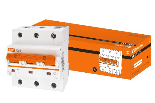Автоматический выключатель ВА47-125 3Р 63А 15кА х-ка С TDM (SQ0208-0081) Автоматический выключатель ВА47-125 3Р 63А 15кА х-ка С TDM (SQ0208-0081)