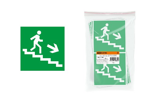 Знак "Направление к эвакуационному выходу (по лестнице направо вниз)" 150х150мм TDM (SQ0817-0045) Знак "Направление к эвакуационному выходу (по лестнице направо вниз)" 150х150мм TDM (SQ0817-0045)