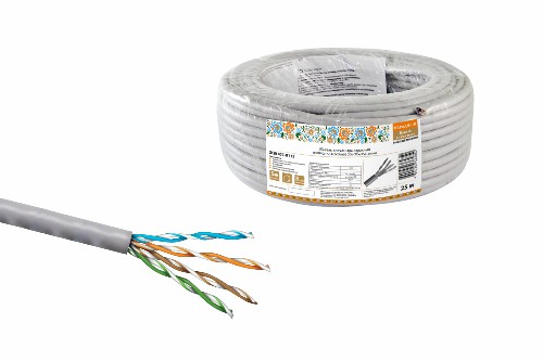 Кабель витая пара народный U/UTP Cat 5e 4х2х24AWG CCA (25м) PVC, серый (SQ0107-0113) Кабель витая пара народный U/UTP Cat 5e 4х2х24AWG CCA (25м) PVC, серый (SQ0107-0113)