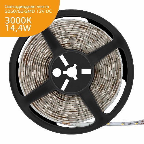 Лента светодиодная GAUSS Elementary 5050/60 12V 14.4W 3000K 10mm IP20 5m (ZIP bag) 1/100 (355000114) Лента светодиодная GAUSS Elementary 5050/60 12V 14.4W 3000K 10mm IP20 5m (ZIP bag) 1/100 (355000114)