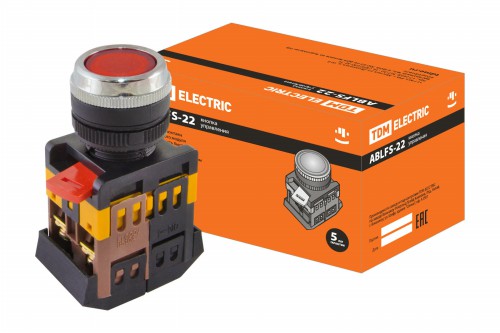 Кнопка ABLFS-22 красный d22мм неон/230В 1з+1р TDM (SQ0704-0008) фото 2 Кнопка ABLFS-22 красный d22мм неон/230В 1з+1р TDM (SQ0704-0008) фото 2